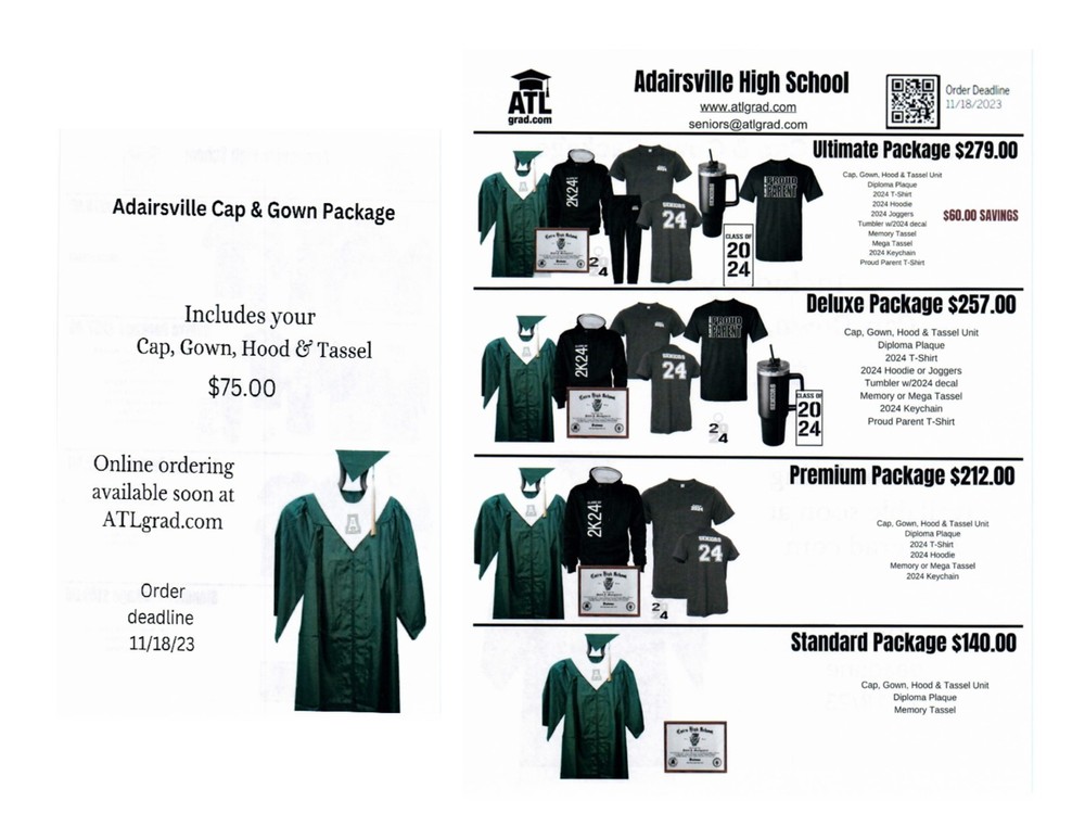 Senior Cap and Gown Order Adairsville High School