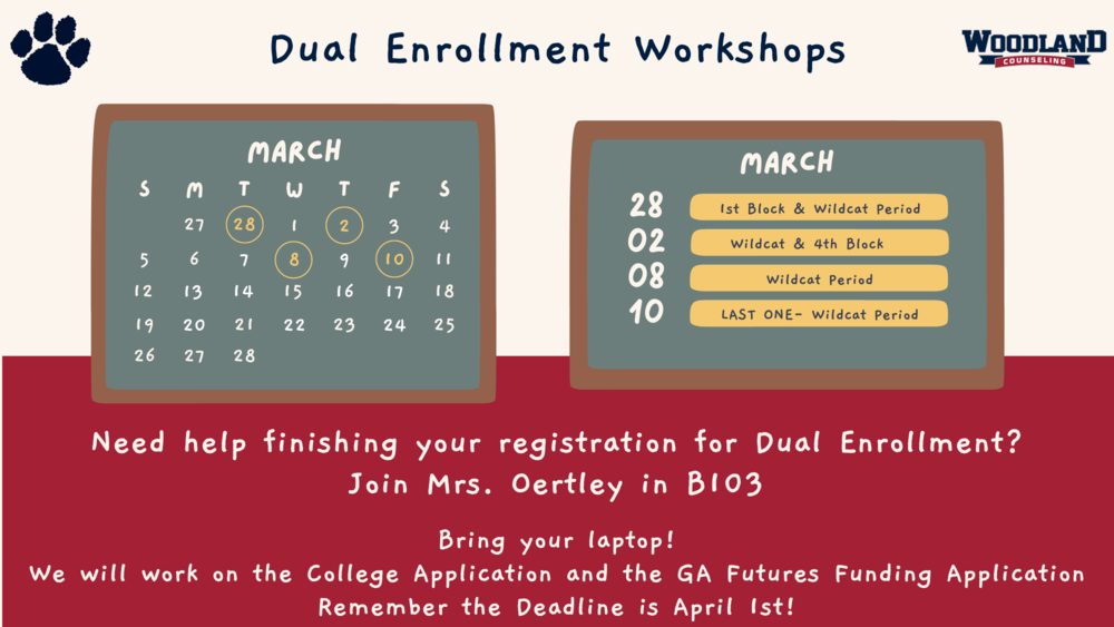 March Dual Enrollment Workshop Schedule