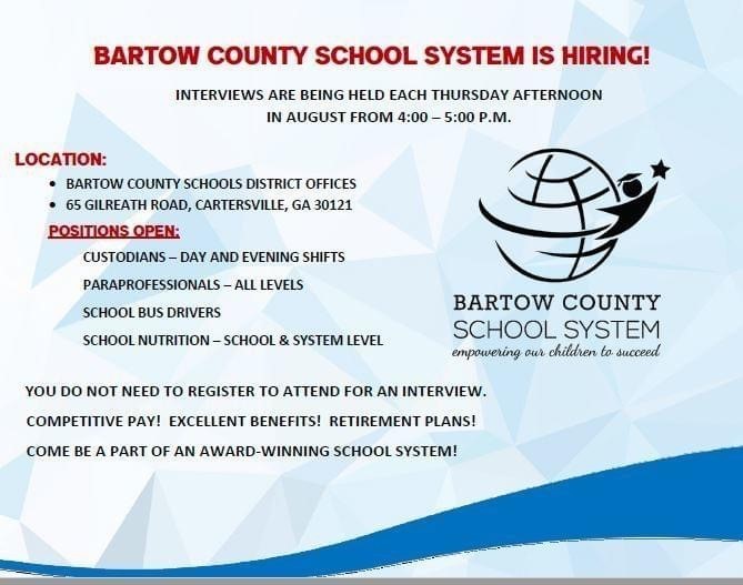 Hiring Blast!!! Bartow County College and Career Academy