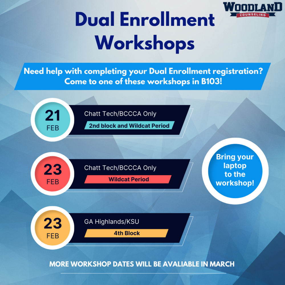 Dual Enrollment Workshops Woodland High School