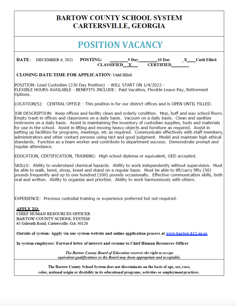 Now Hiring flyer