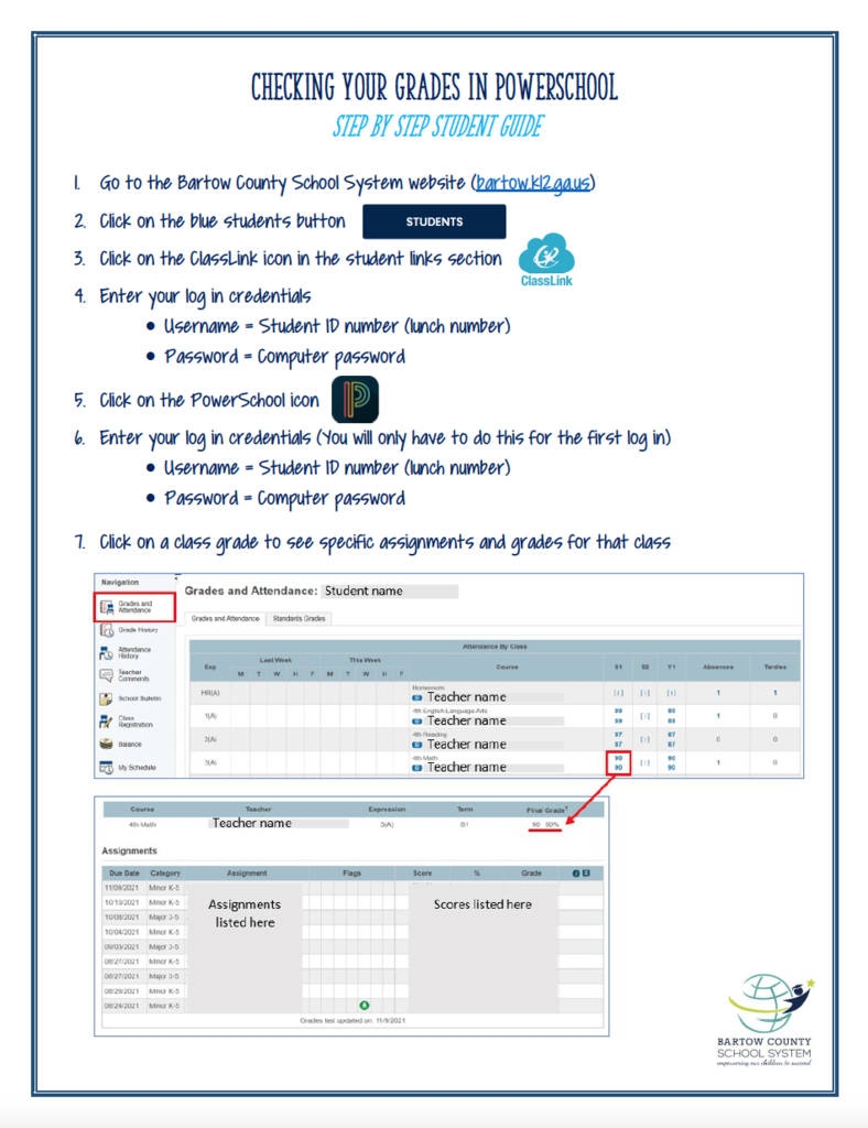 Checking grades in PowerSchool flyer