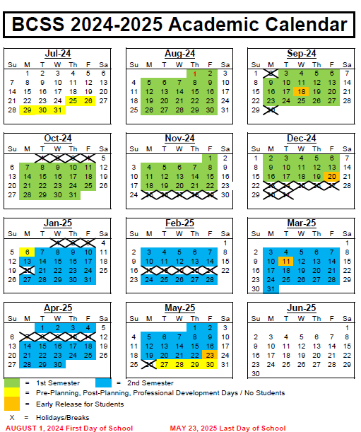 2023 and 2024 School Calendars 