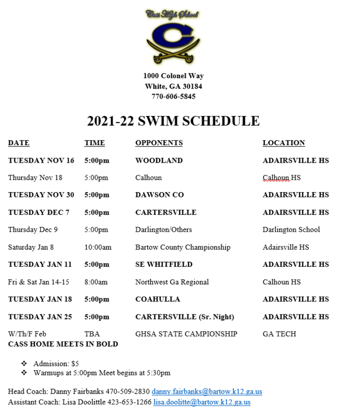 Cass High Announces Winter Sports Schedules | Cass High School