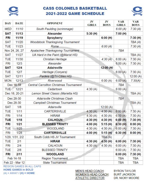 Cass High Announces Winter Sports Schedules | Cass High School